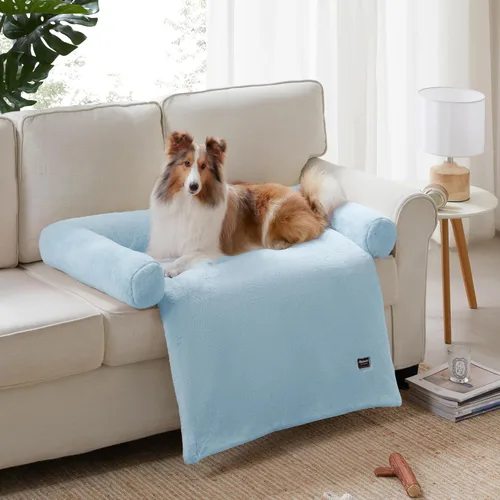 Vista 9 de Allisandro Tapete de cama calmante para perro, funda de sofá lavable para perros, cómoda y antideslizante con cojín, funda protectora impermeable