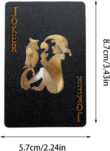 Vista 2 de Naipes - Juegos de cartas impermeables para familias - Juegos de cartas de casino vintage con temática de cartas para adultos (negro)