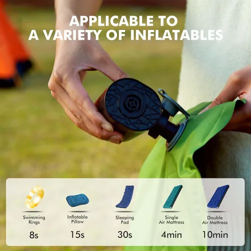 Vista 7 de AKSOUL Bomba de aire portátil para inflables: batería recargable de 1600 3600 mAh y bombas eléctricas alimentadas por pilas AA para colchón de aire