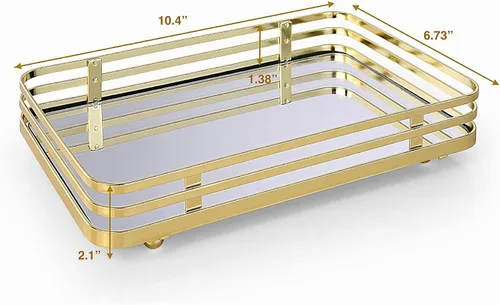 Vista 4 de SunnyPoint Bandeja decorativa clásica para espejo de maquillaje (oro pulido)