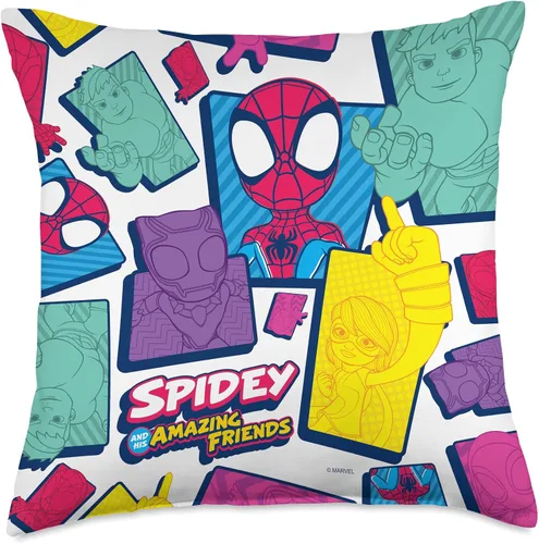 Vista 5 de Marvel Amazing Friends Spidey Team - Almohada de 16.0 x 16.0 in, multicolor