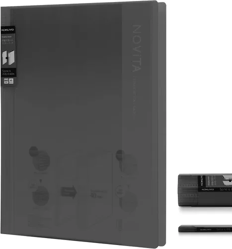 Vista 10 de Kokuyo – Carpeta de 20 bolsillos con fundas de plástico de 8.5"x11" (negra), carpeta expandible de portafolio de arte A4 y carta US con protectores
