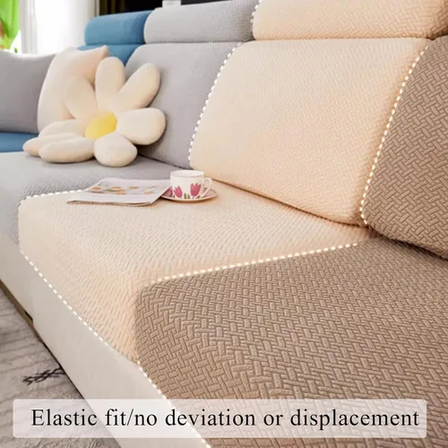 Vista 6 de HM&DX Funda elástica universal para sofá con parte inferior elástica, 1/2/3/4 asientos, funda de sofá modular de terciopelo jacquard en forma de L