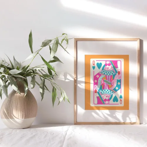 Vista 9 de Queen of Hearts Decoración Preppy para Habitación - Queen O Hearts Decoración de Pared Estética Linda y de Moda para Mujeres - Estampado Funky Azul