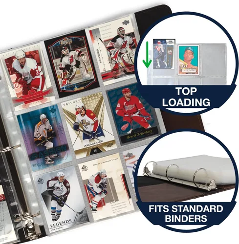 Vista 4 de Samsill Paquete de 40 protectores de páginas de 9 bolsillos, fundas para tarjetas de intercambio, páginas de béisbol para carpeta de 3 anillos