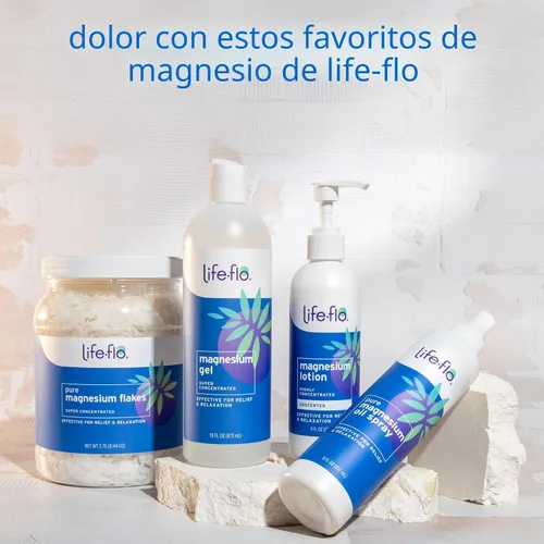 Vista 6 de LIFE-FLO Loción de magnesio - Loción de magnesio altamente concentrada para niños y adultos - Calma los músculos y las articulaciones cuando se