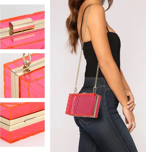 Vista 4 de WJCD Bolso de noche transparente para mujer, bolso de mano transparente acrílico transparente