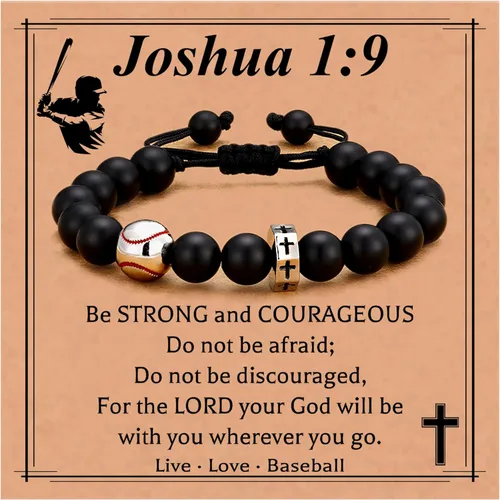 Vista 11 de Pulsera de béisbol, baloncesto, fútbol, fútbol y fútbol, para niños, pulsera de cuentas cruzadas, regalos para hijo, nieto, jugadores, fanáticos