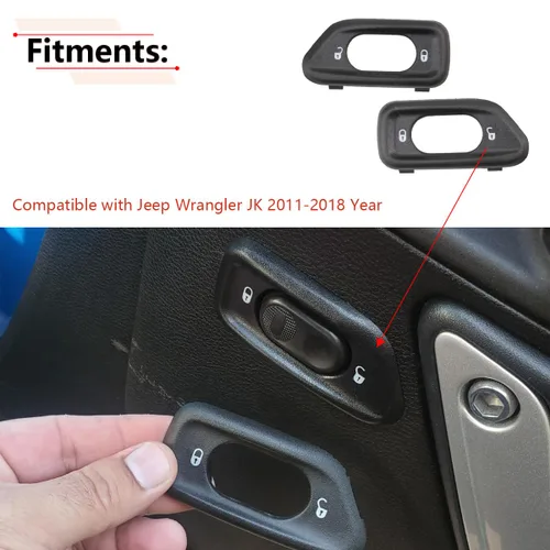Vista 2 de RLB-HILON - 1 par de bisel de interruptor de cerradura de puerta para Jeep Wrangler JK modelo for 2011 2012 2013 2014 2015 2016 2017 2018 Year
