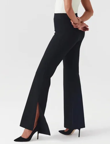 Vista 2 de Houmous Pantalones de trabajo acampanados con cintura alta y dobladillo dividido para mujer, con entrepierna de 31 pulgadas, con bolsillos