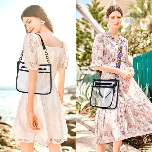 Vista 2 de KKXIU Bolso cruzado transparente de moda para mujeres y adolescentes y niñas, aprobado por el estadio, bolsa de concierto de piel sintética