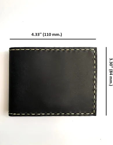 Vista 4 de Cartera de cuero para hombres, I Crazy Horse I Slim Wallet para hombres y mujeres, diseño único para hombre, I Best Gift Idea, Negro, Minimalista