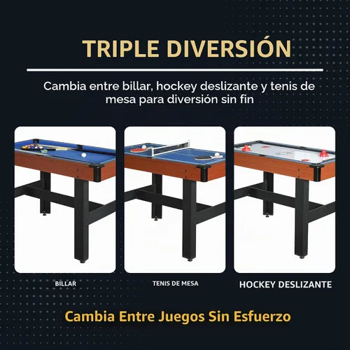 Vista 3 de Hathaway Triad - Mesa de juego múltiple – Mesa de billar de 48 pulgadas que ahorra espacio con tenis de mesa ligero y cubierta de mesa de hockey