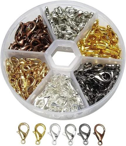Vista 4 de Libiline 1 caja de 300 piezas surtidas de 6 colores de aleación de zinc para joyería, collares, pulseras, sin níquel (mezcla, 0.394 x 0.236 in)