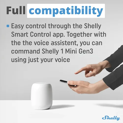Vista 5 de Shelly 1 Mini Gen3 Relé de interruptor inteligente WiFi 1 canal 8A Automatización del hogar Puerta de enlace Bluetooth Compatible con Alexa
