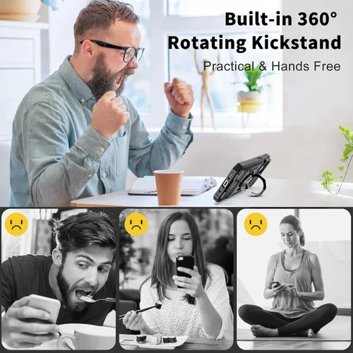 Vista 6 de Vofolen - Funda tipo cartera para iPhone 13 con tarjetero [tienda de 2 tarjetas], color negro 360°Magnetic Ring Stand Dual Layer Heavy Duty