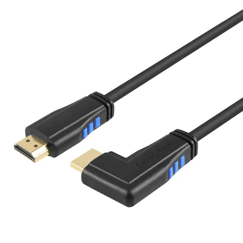 Vista 10 de CableCreation - Cable HDMI 4K de 0,9 m, ángulo hacia abajo de 90 grados, ángulo recto, compatible con 4K@60Hz Ultra HD, vídeo 3D, cable HDMI macho a