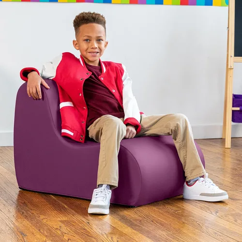 Vista 16 de Jaxx Midtown Silla pequeña de espuma suave para aula, funda de vinilo premium, color negro