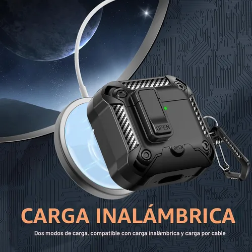Vista 6 de Funda para AirPods 5/4 con cerradura y soporte para teléfono (negro)