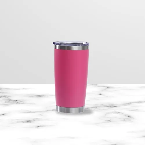 Vista 3 de Vaso de 20 onzas de acero inoxidable de doble pared al vacío, vaso de viaje, taza de café térmica con tapa (negro)