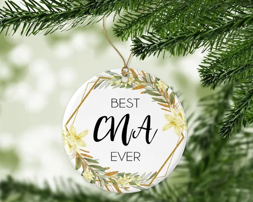 Vista 3 de Adorno de Navidad de asistente de enfermería certificado, regalo de adorno de Navidad para CNA, el mejor CNA del mundo, el mejor CNA de la historia