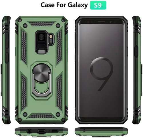 Vista 4 de Funda para Samsung Galaxy S9, Galaxy S9, [grado militar de 16 pies a prueba de caídas], anillo a prueba de golpes para Samsung Galaxy S9, verde