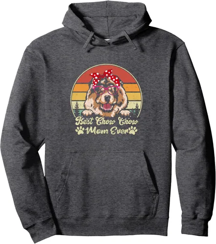 Vista 4 de Best Chow Chow Mom Bandana Ever Vintage Retro Dog Mama Sudadera con capucha, Negro