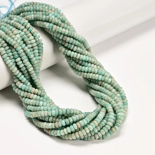 Vista 3 de CAI YI MING, cuentas 2x4mm naturales en forma de rondelle – Espaciadores de gemas sueltas para hacer joyas DIY (Amazonita)