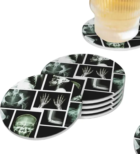 Vista 13 de Life is Better - Juego de 4 posavasos de cerámica absorbente para mesa de café, barra de madera, 4 pulgadas