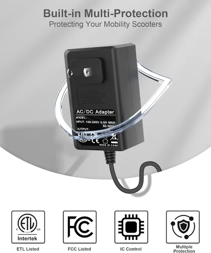 Vista 7 de VHBW Cargador de scooter de movilidad 24V 2A para movilidad del orgullo, viajero Go-Go Elite, silla eléctrica Jazzy, ShopRider, Drive Medical y más