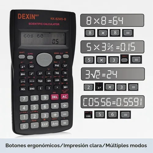 Vista 3 de Calculadora científica de ingeniería de 2 líneas, 16 unidades, calculadoras de bolsillo multifunción de construcción básica, gran pantalla, ideal