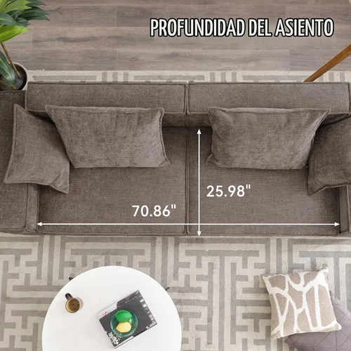 Vista 5 de WILLOVE Sofá moderno de 89.3 pulgadas para sala de estar, sofá nube con asiento profundo, cómodo sofá con reposabrazos extra anchos y 4 cojines