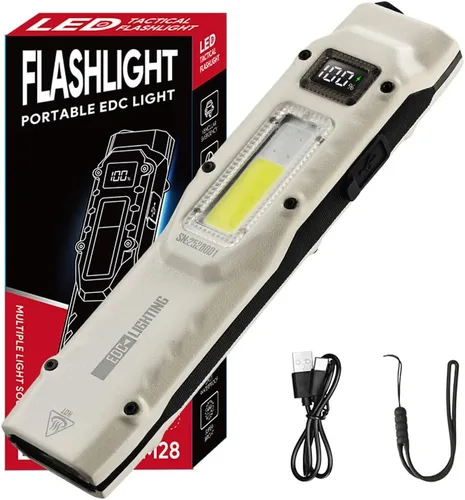 Vista 9 de KZK Linterna recargable de 9000 lúmenes altos con mango largo, potente linterna de mano con 11 modos de luz, impermeable y zoomable para el hogar