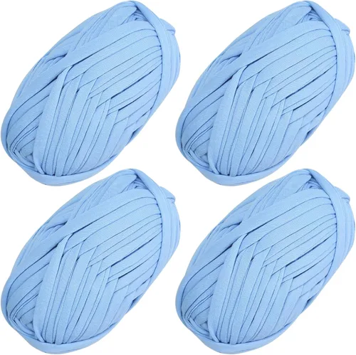 Vista 58 de 2 piezas de tela elástica para camisetas, hilo de crochet para tejer DIY, hilo de punto grueso tipo espagueti para proyectos de bolsos, mantas Aqua