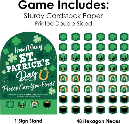 Vista 4 de Big Dot of Happiness Trébol Día de San Patricio – Búsqueda del tesoro de la fiesta del día de San Patricio – 1 soporte y 48 piezas de juego – Juego