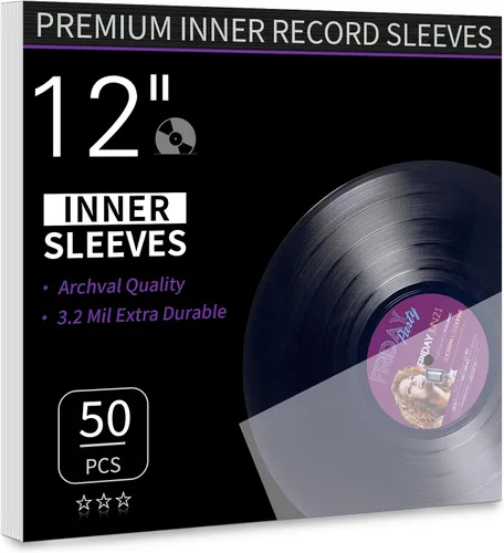 Vista 10 de Fundas interiores para discos de vinilo, 30 fundas interiores de vinilo LP antiestáticas de 12 pulgadas, fundas protectoras de vinilo de plástico