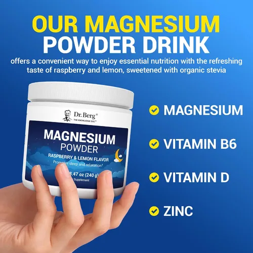Vista 10 de Dr. Berg - Polvo de glicinato de magnesio para dormir, relajación y alivio del estrés, ahora incluye vitamina D3 y zinc, delicioso sabor a frambuesa