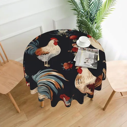 Vista 14 de Mantel redondo de 60 pulgadas impermeable con estampado de bulldogs ingleses, mantel circular para cocina, comedor, arrugas, mantel redondo