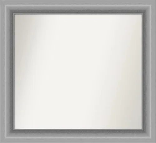 Vista 107 de Amanti Art Espejo de baño plateado para sobre fregadero, 26 x 26 pulgadas, espejo cuadrado de níquel pulido, marco de madera tradicional mediano, se
