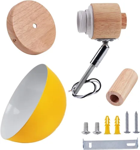 Vista 7 de Adjustable Scandinavian Wall Lamp E27 Lighting Fixture Retro Industrial Style for Bedroom Living Room Hallway(Amarillo,1 Pieza)