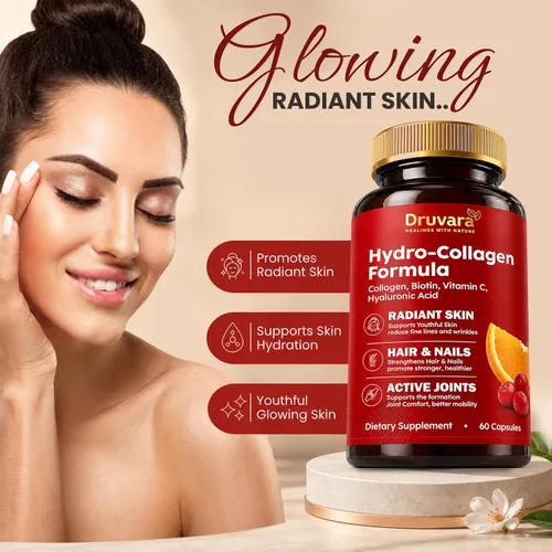 Vista 3 de Colágeno hidrolizado con biotina y vitamina C Pastillas de colágeno para hidratación de la piel, comodidad de las articulaciones y cabello y uñas