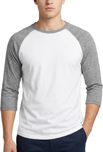 Vista 7 de Camiseta de béisbol raglán para hombre, de algodón, dos tonos, casual, atlética