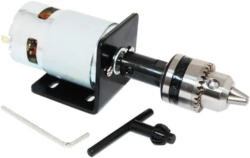 Vista 9 de CHANCS Motor de sierra 775 DC 24V 12000RPM Motor de engranaje de doble salida eje taladro Chuck Mini Sierra circular eléctrica DIY