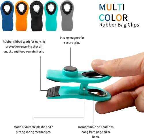 Vista 3 de Clips para pan, clips para bolsa, clips magnéticos, clips para chips, clips para bolsa, clips de alimentos para paquetes de alimentos, clip