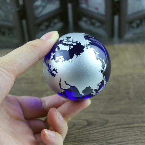 Vista 2 de Mármoles de cristal Globo de la Tierra Mapa del mundo Cristales de cuarzo Esfera Terrario Escritorio Adornos Náutica Decoración del Hogar... (Plata)