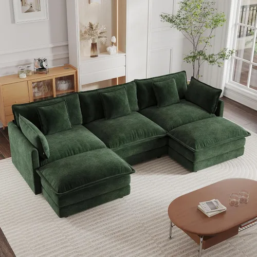 Vista 32 de mikibama - Sofá seccional modular, sofá en forma de L de 76.4 pulgadas para sala de estar, sofá cama cómodo tipo nube con otomano móvil, combinación