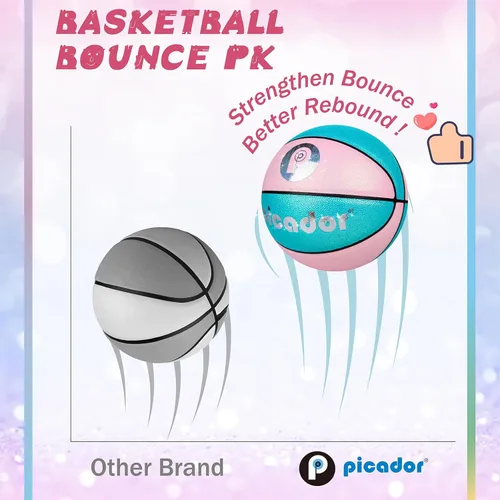 Vista 7 de Picador Glitter Pink Basketball Size 5 6 for Kids 5-7 8-12 Years Old Girls Boys, Indoor Outdoor 27.5 28.5 PU Youth Junior Women Basketballs