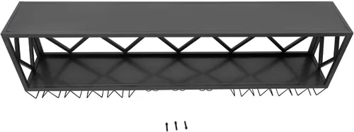 Vista 8 de Estante pesado para vino montado en la pared, soporte de doble capa para copas de vino de 59.06 pulgadas, estante colgante de metal industrial