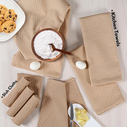 Vista 4 de Native Fab Juego de 8 toallas de cocina y paños de cocina, absorbentes, duraderos, de secado rápido para limpiar, cocinar, hornear, ideal