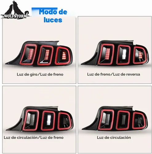 Vista 5 de WOLFSTORM Luz trasera LED para Ford Mustang 2010-2014 con diseño de función de señal de giro secuencial, luz de circulación diurna, montaje
